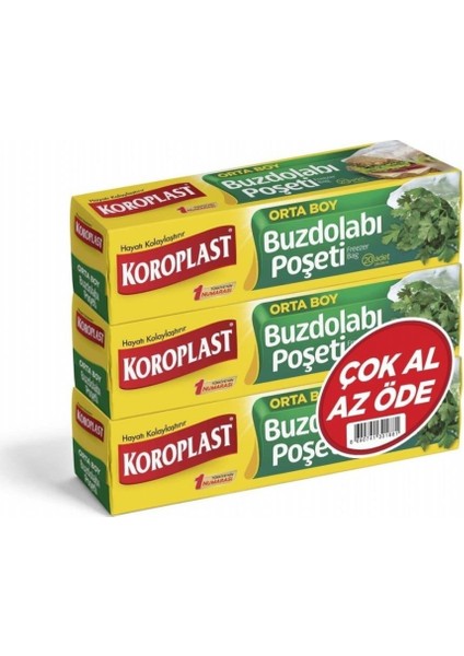 Buzdolabı Poşeti 3'lü Orta Boy 20'li