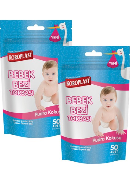 Bebek Bezi Torbası Pudra Kokulu 24X38 - 50'li x 2 Adet Avantajlılı