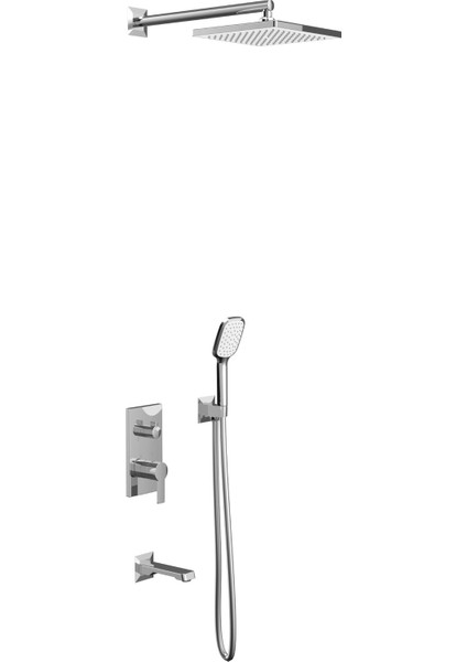 Simena Ankastre 3 Yönlü Banyo Bataryası Seti-Krom