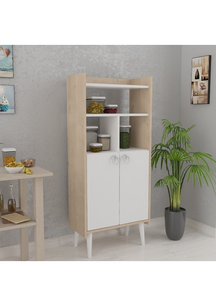 Kiler Çok Amaçlı Dolap Banyo Mutfak Beyaz Meşe