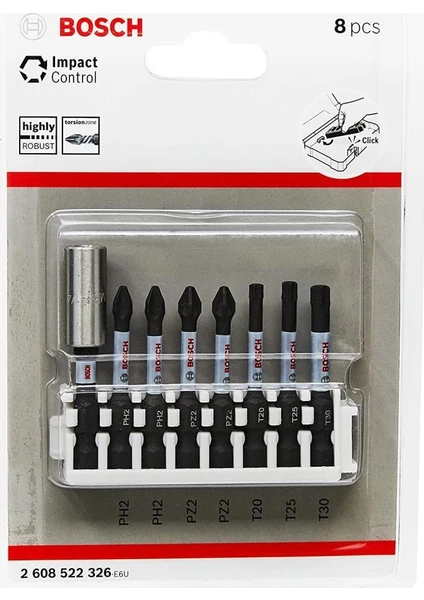 Impact Control Vidalama Bits Uç Seti 8 Parça 2608522326