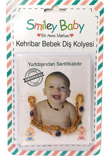 Smiley Baby Kehribar Bebek Diş Kolyesi