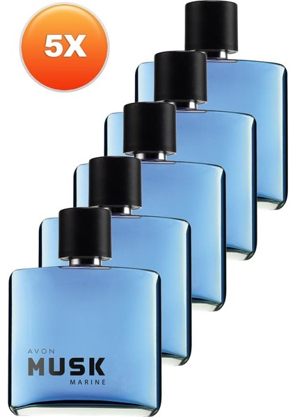 Musk Marine Erkek Parfüm Edt 75 Ml. Beşli Set