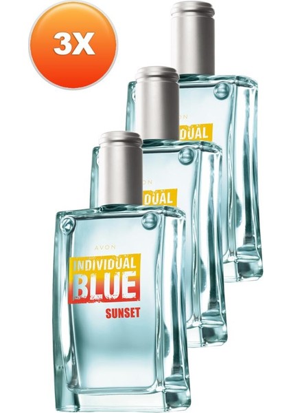 Individual Blue Sunset Erkek Parfüm Edt 100 Ml. Üçlü Set