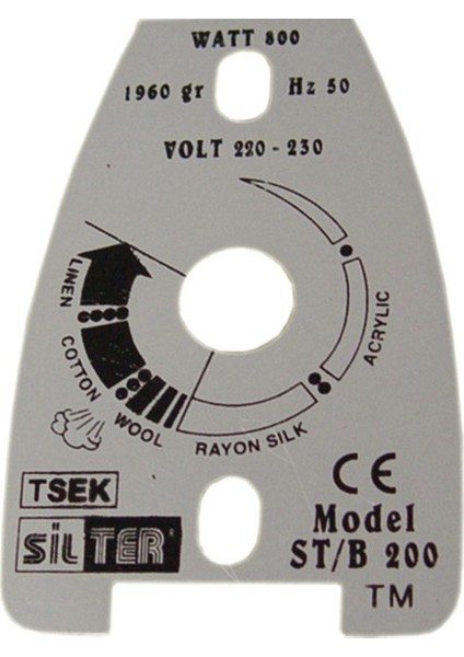 STB-200 Ütü Ayar Etiketi / Sy Ayt 00