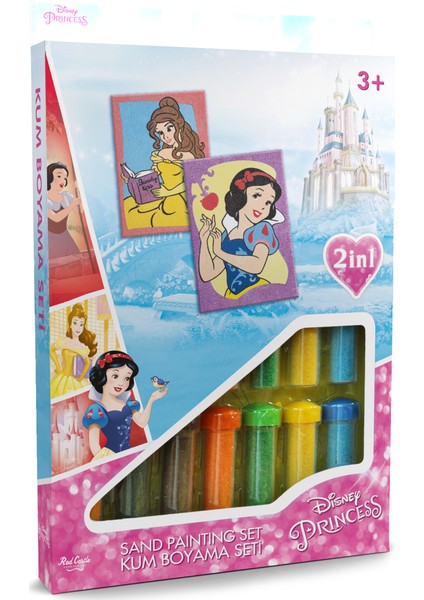 Disney Prensesler Pamuk Prenses&Bella Eğitici ve Eğlenceli Kum Boyama Seti-Red Castle DS-08