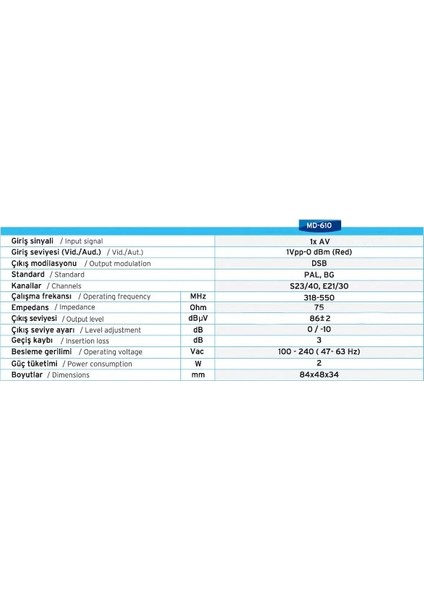 10 Adet Modulatör (X1 Kamera A/V)