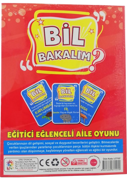 Bil Bakalım Eğitici Eğlenceli Aile Oyunu