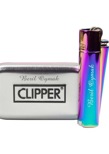 Clipper Isme Özel Metal Çakmak Hologram