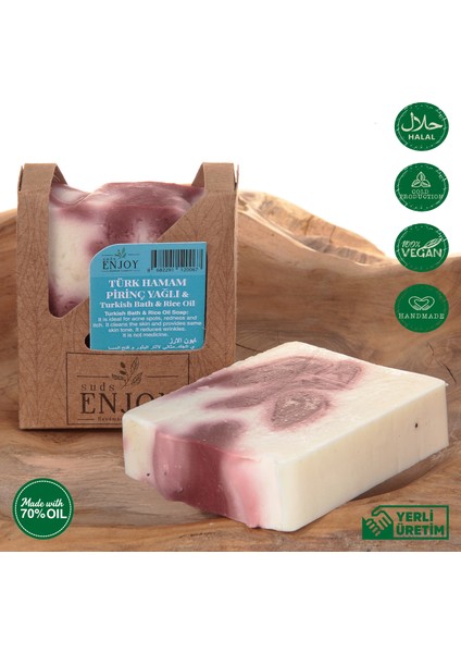 Doğal Türk Hamam & Pirinç Yağlı El Yapımı Yüz, Saç ve Vücut Sabunu 100 gr modelleri
