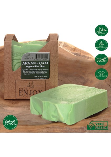 Doğal Argan & Çam El Yapımı Yüz, Saç ve Vücut Sabunu 100 gr