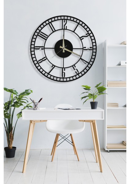Black Minute Metal Duvar Saati - 70 x 70 cm