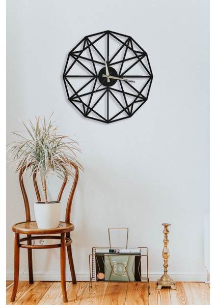 Black Thin Metal Duvar Saati - 50 x 50 cm