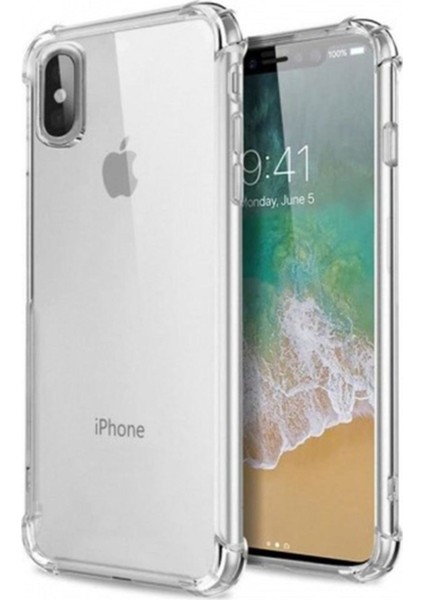 Apple iPhone XS Max Şeffaf Airbag Antishock Silikon Kılıf ve Tam Kaplayan 9D Seramik Ekran Koruyucu Esnek Cam