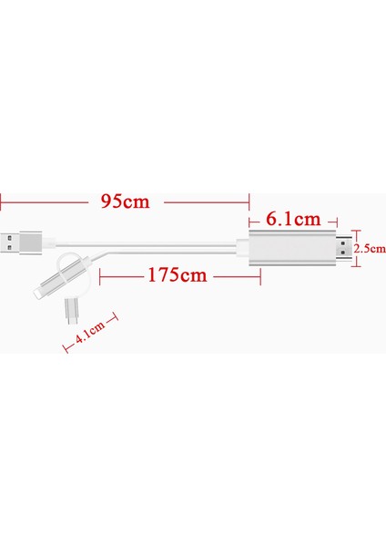 Lightning Çevirici HDMI USB-C Dönüştürücü Micro USB Çevirici 3 lü Dönüştürücü 1080P