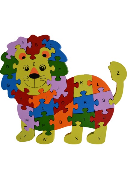 Ahşap İngilizce Harfler Rakamlar Eğitici Lion King Aslan Kral Puzzle