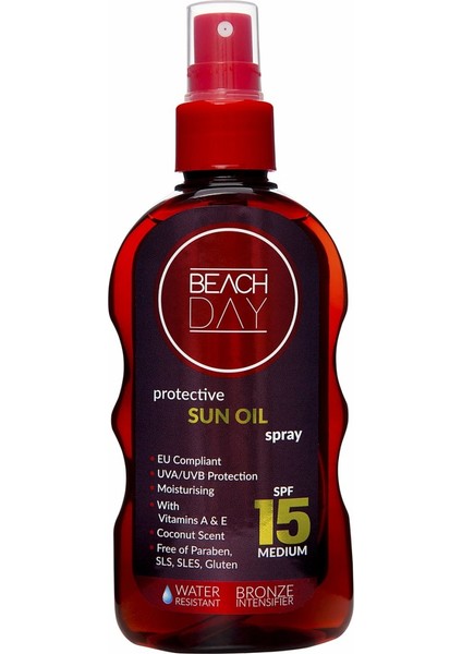 Beach Day 15F Bronzlaştırıcı & Koruyucu Yağ 150 ML Sprey