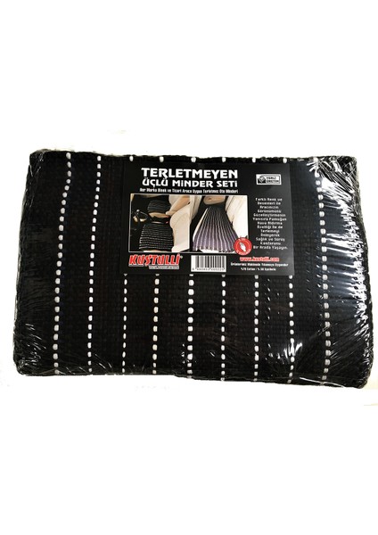 Kustulli 3'lü Minder Set Siyah-Beyaz