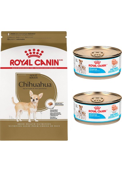 Yetişkin Chihuahua Köpek Maması 1,5 kg + Royal Canin Mini Starter Konserve 2'li