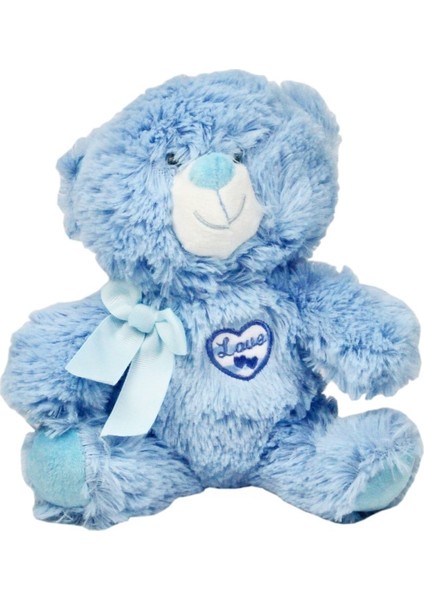 Peluş Love Kalp Desenli Mavi Ayı 28 cm
