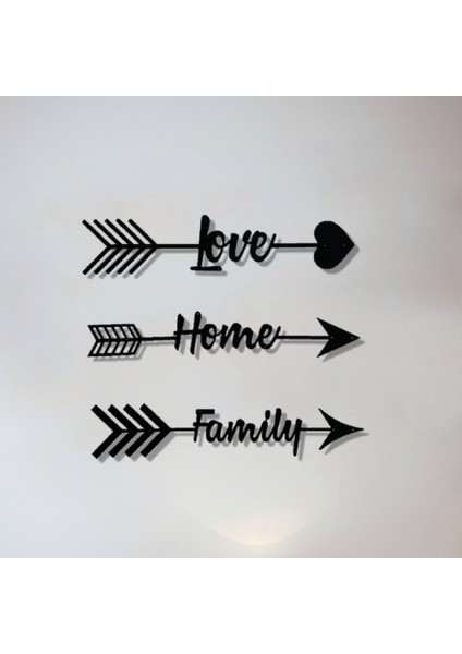 Love - Home - Family Ok Set Metal Tablo