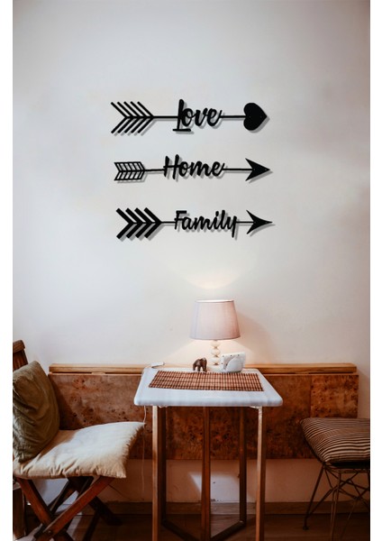 Love - Home - Family Ok Set Metal Tablo