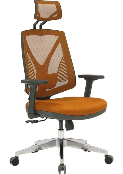 Bello Bel Destekli Müdür Koltuğu - Alüminyum Ayak- Ayarlı Kolçak -Camel