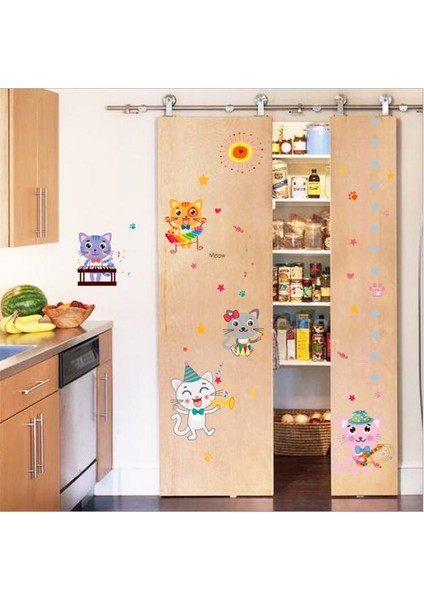 Çocuk Odası Boy ve Gelişim Ölçer Sevimli Kediler Duvar Sticker fiyatları