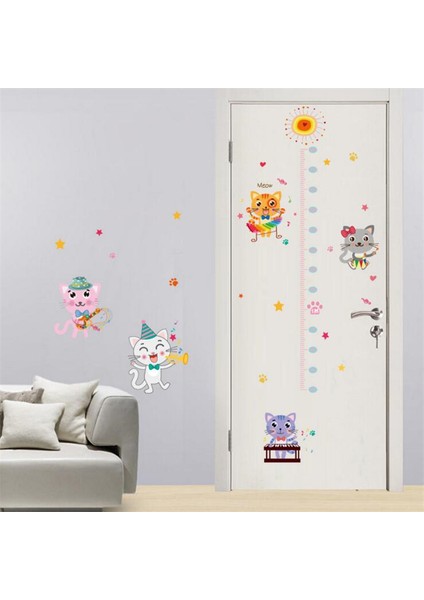 Çocuk Odası Boy ve Gelişim Ölçer Sevimli Kediler Duvar Sticker fırsatları