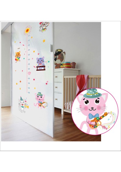 Çocuk Odası Boy ve Gelişim Ölçer Sevimli Kediler Duvar Sticker indirimleri