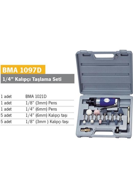 Bma 1097D 1/4" 6 mm Havalı Kalıpçı Taşlama Seti