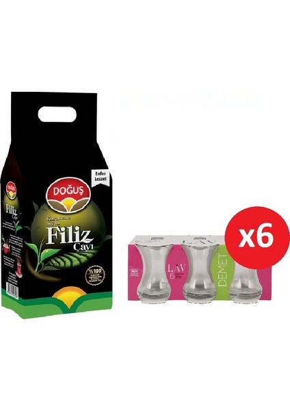 Filiz Çayı 5000 gr Dökme 6'lı Lav Bardak