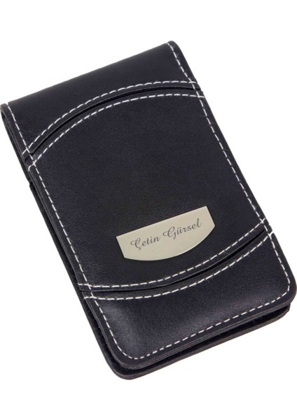 İsme Özel Mini Notluk Hesap Makinesi ve Tükenmez Kalem Seti Siyah