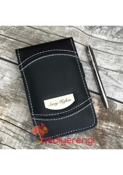 İsme Özel Mini Notluk Hesap Makinesi ve Tükenmez Kalem Seti Siyah fiyatları