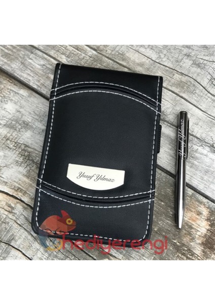 İsme Özel Mini Notluk Hesap Makinesi ve Tükenmez Kalem Seti Siyah fırsatları