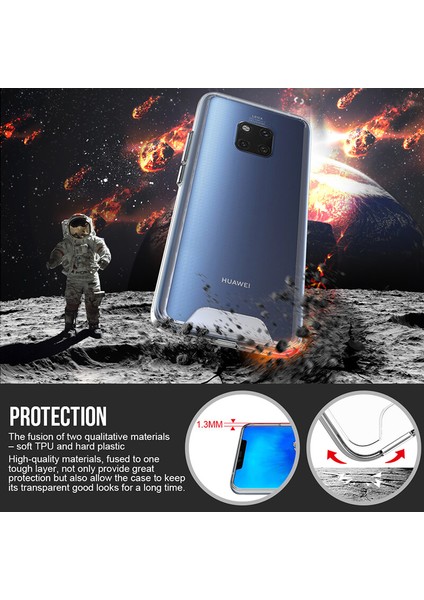 Huawei Mate 20 Pro Security Serisi Sert Silikon Kılıf Şeffaf