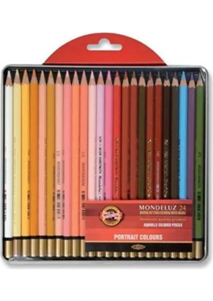 3724-024P Mondeluz Aquarell Boya Kalemi Portre Tonları Metal Kutu 24'lü