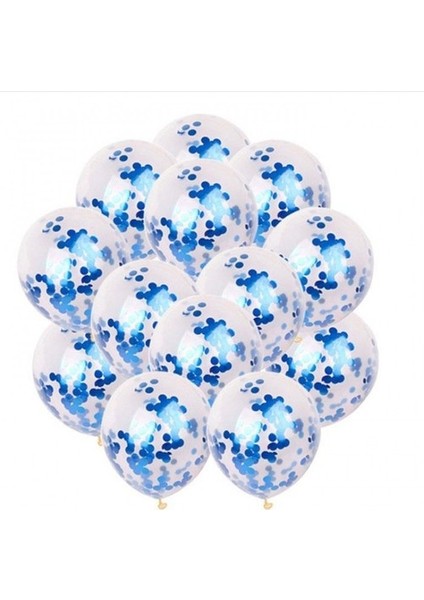 Lacivert Konfetili Şeffaf Balon 10'lu