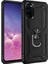 Samsung Galaxy S20 Kılıf Çift Katmanlı Yüzüklü Manyetik Vega Kapak + Tam Kaplayan 3D Cam Ekran Koruyucu Siyah 1