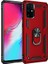 Samsung Galaxy S20 Plus Kılıf Çift Katmanlı Yüzüklü Manyetik Vega Kapak + Tam Kaplayan 3D Cam Ekran Koruyucu Kırmızı 1