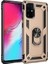 Samsung Galaxy S20 Plus Kılıf Çift Katmanlı Yüzüklü Manyetik Vega Kapak + Tam Kaplayan 3D Cam Ekran Koruyucu Gold 1