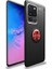 Samsung Galaxy S20 Ultra Kılıf Ultra Korumalı Yüzüklü Manyetik Ravel Silikon + 360 Full Body Ekran Koruyucu (Ön-Arka) Siyah Kırmızı 1