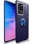 Samsung Galaxy S20 Ultra Kılıf Ultra Korumalı Yüzüklü Manyetik Ravel Silikon + 360 Full Body Ekran Koruyucu (Ön-Arka) Lacivert 1