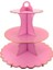 Süsle Bebek ve Parti CupCake Standı 3 Katlı Metalik Altın Çerçeveli Pembe 1