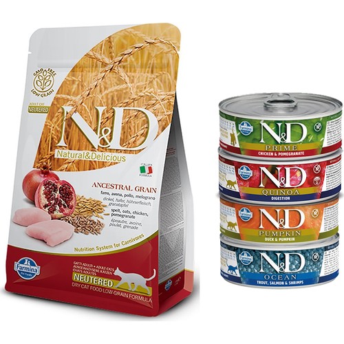 N&amp;d Düşük Tahıllı Kısırlaştırılmış Tavuklu Narlı Kedi Maması Fiyatı