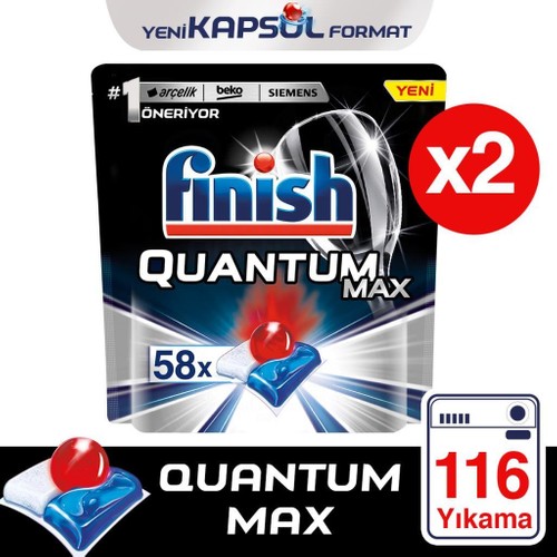 Finish Quantum Max Bulaşık Makinesi Deterjanı 116 Kapsül 58 x 2