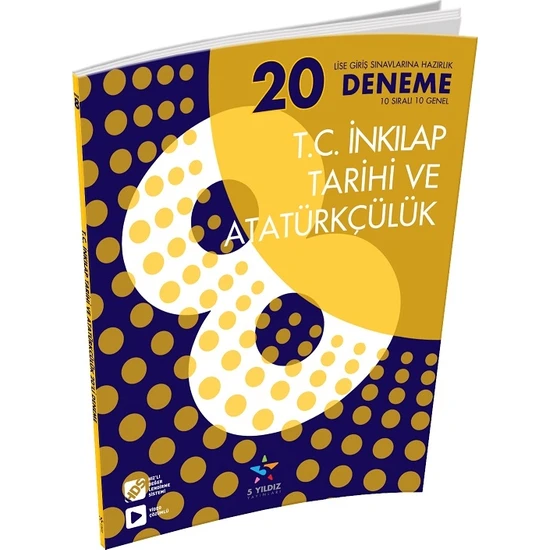 5 Yıldız Yayınları 8. Sınıf T.C İnkılap Tarihi ve Atatürkçülük 20'li Deneme