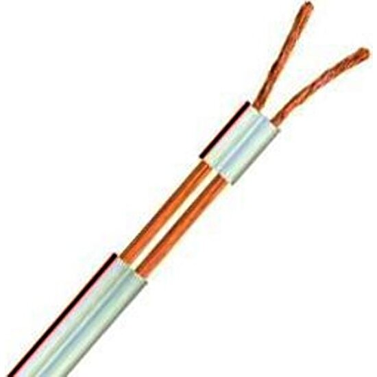 Hünka Kablo 2 x 0,75 mm H03VH-H Bitişik Yassı Kordon Hoparlör Kablosu Beyaz Tam Bakır Kırmızı 10 m