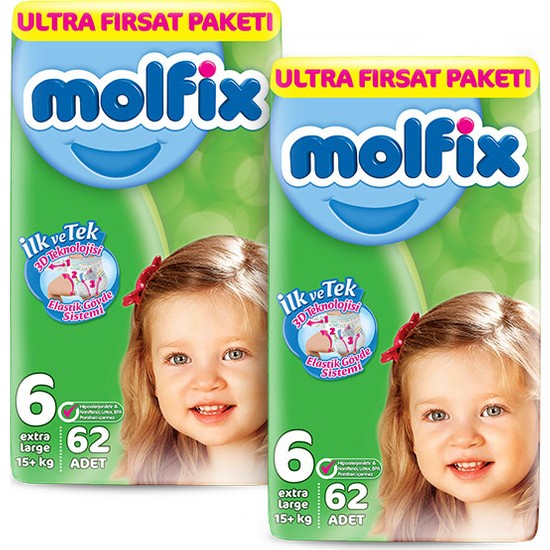 Molfix Bebek Bezi 6 Beden E. Large Ultra Ekonomi Paketi 124 Fiyatı