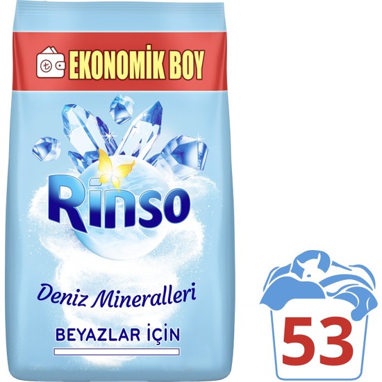 Rinso Deniz Mineralleri Beyazlar için Toz Çamaşır Deterjanı 8 KG 53 Yıkama